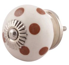 Brown Dotted Ceramic Floral Dresser Knobs